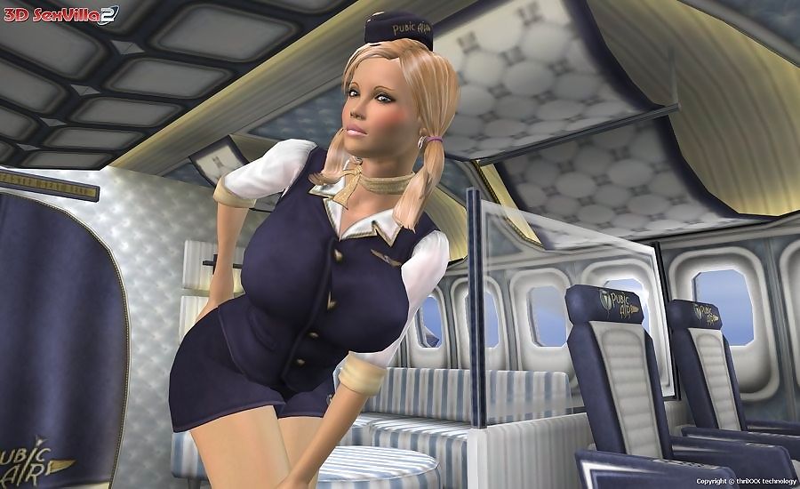 Busty stewardess fucked and creamed by a passenger - part 808 page 1