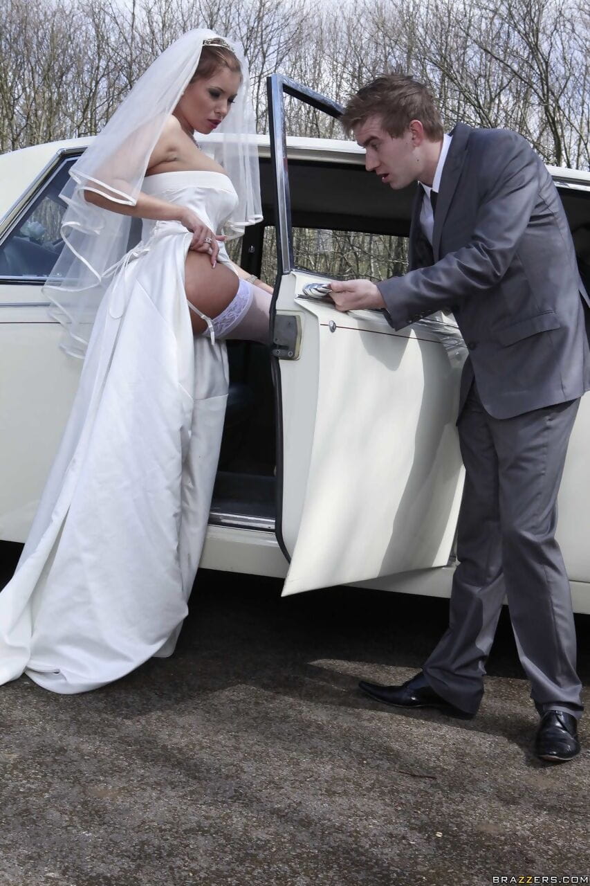 Lusty big tit bride Donna Bell gets ass fucked by a chauffeur on a wedding day page 1