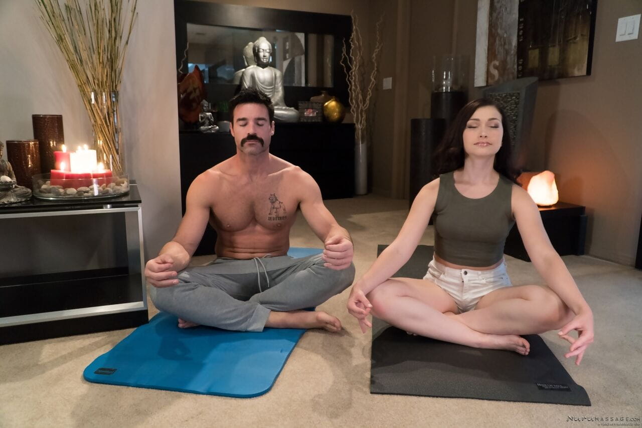 Meditating couple Charles Dera & Jennifer Jacobs fuck during a nuru massage page 1