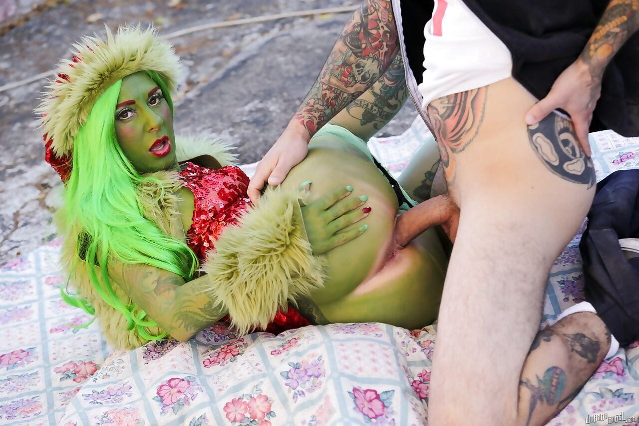 Tattooed cosplay slut Joanna Angel gets a big anal gape outdoors from hobo page 1