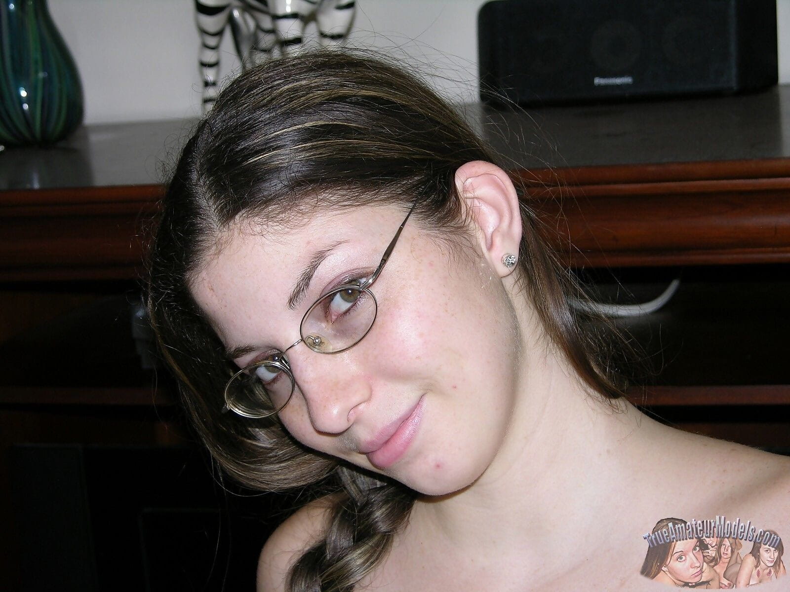 Amateur brunette freckled face teen wearing glasses - part 592 page 1