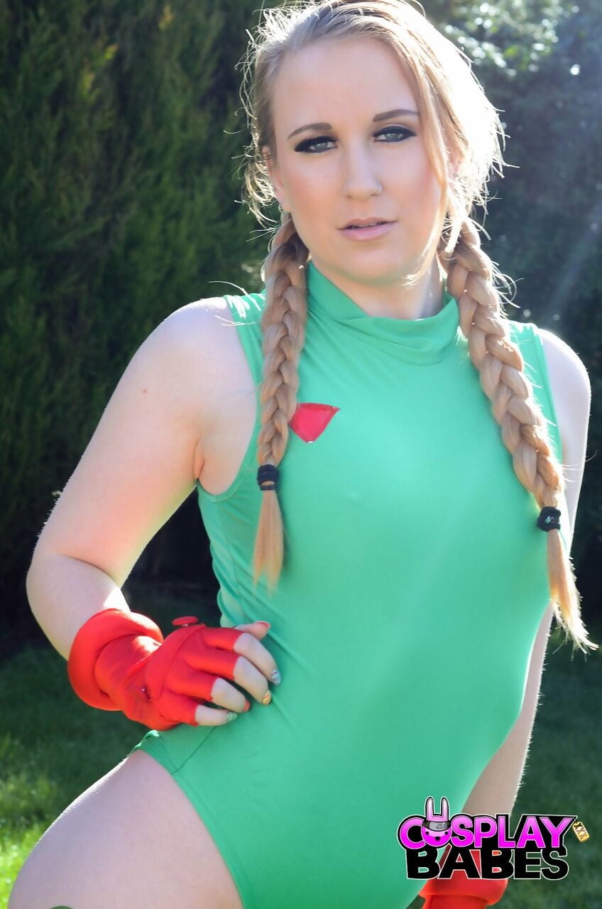 Anna Darling cosplays a Street Fighter character while showing her small tits page 1