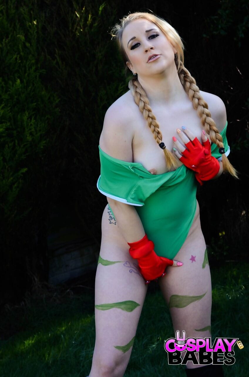 Anna Darling cosplays a Street Fighter character while showing her small tits page 1