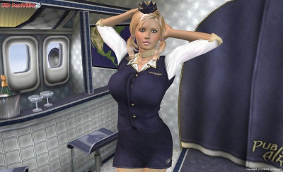 Busty stewardess fucked and creamed by a passenger - part 808