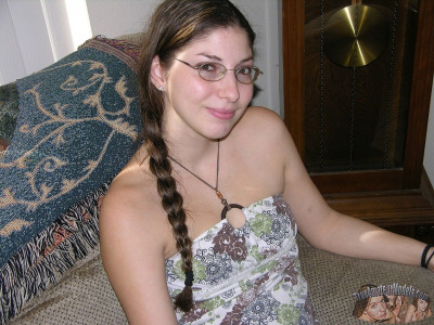 Amateur brunette freckled face teen wearing glasses - part 592